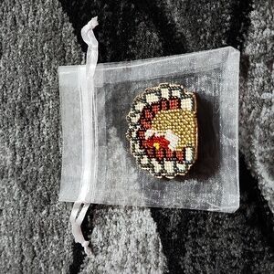 VINTAGE 1994 AUTUMN  HARVEST II GLASS BEADS GOBBLE GOBBLE TURKEY PIN BROOCH